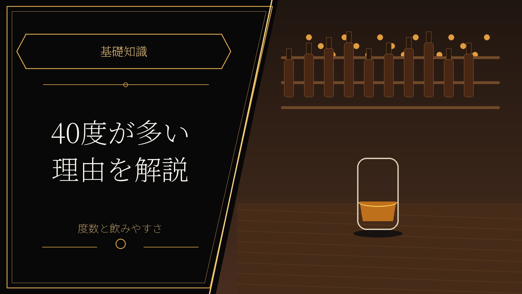 ウイスキーのアルコール度数と40度が多い理由を解説するサムネイル